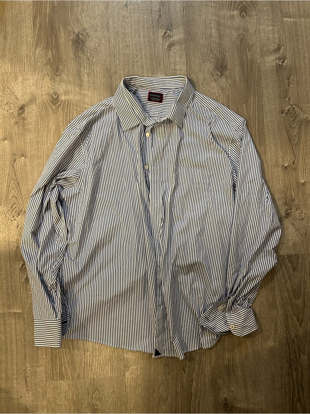 UNTUCKit 3XL Blue and White Striped Button-Down Shirt